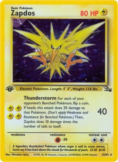 Zapdos (15) Fossil Pokemon card