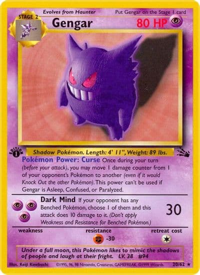Gengar (20) Fossil Pokemon card