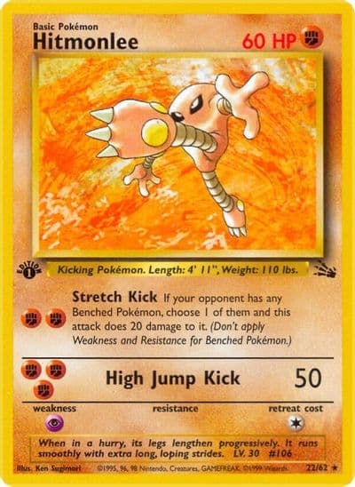 Hitmonlee (22) Fossil Pokemon card