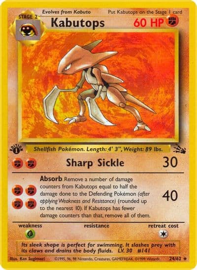 Kabutops (24) Fossil Pokemon card