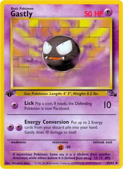 Gastly Fossil Pokemon card