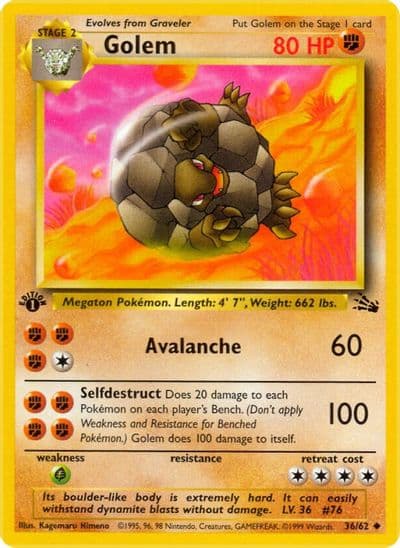 Golem Fossil Pokemon card