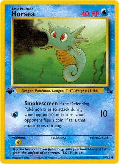 Horsea Fossil Pokemon card