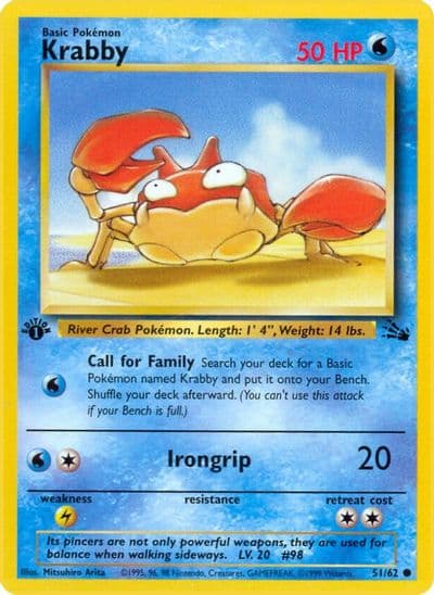 Krabby Fossil Pokemon card