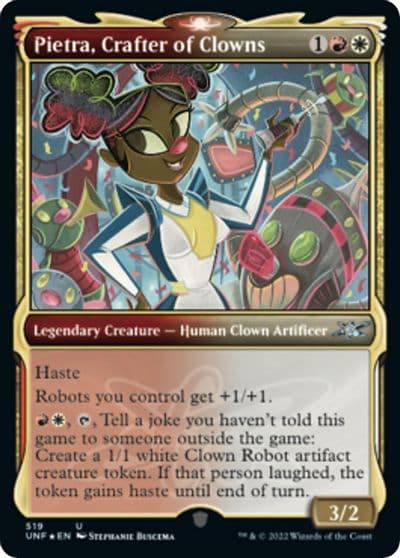 Pietra Crafter of Clowns Showcase Galaxy Foil Unfinity Magic card