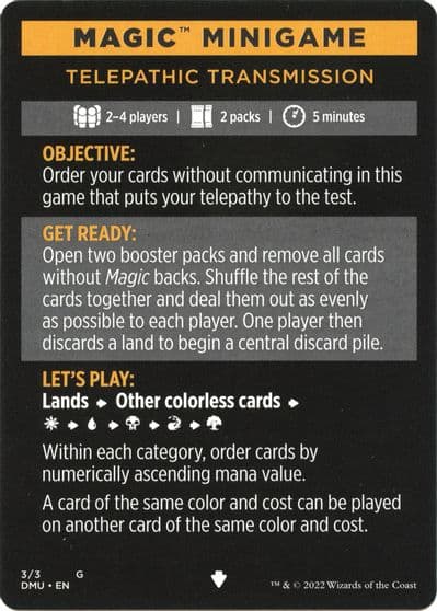 Magic Minigame Telepathic Transmission Dominaria United Magic card