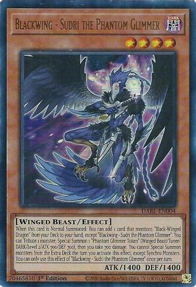 Blackwing Sudri the Phantom Glimmer Darkwing Blast Yu-Gi-Oh! card