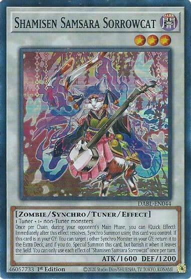 Shamisen Samsara Sorrowcat Darkwing Blast Yu-Gi-Oh! card