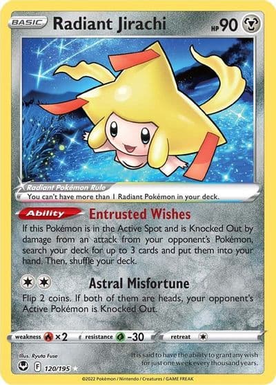 Radiant Jirachi SWSH12: Silver Tempest Pokemon card