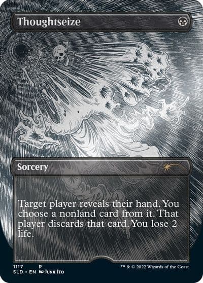 Thoughtseize Borderless Foil Etched Secret Lair Drop Series Magic card