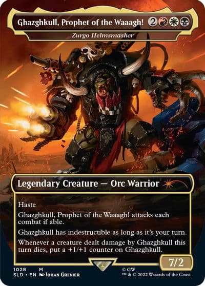 Ghazghkull Prophet of the Waaagh Zurgo Helmsmasher Borderless Secret Lair Drop Series Magic card