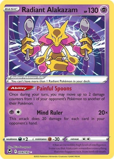 Radiant Alakazam SWSH12: Silver Tempest Pokemon card