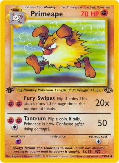 Primeape Jungle Pokemon card
