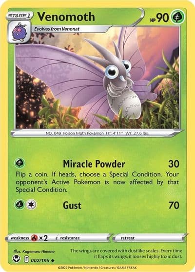 Venomoth SWSH12: Silver Tempest Pokemon card