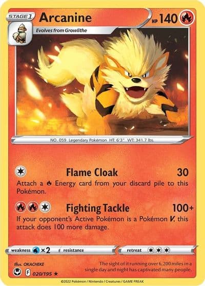 Arcanine SWSH12: Silver Tempest Pokemon card