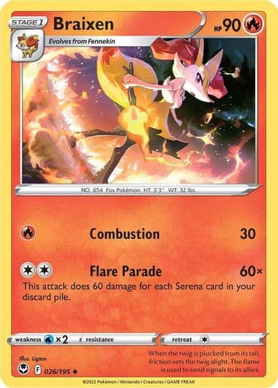 Braixen SWSH12: Silver Tempest Pokemon card