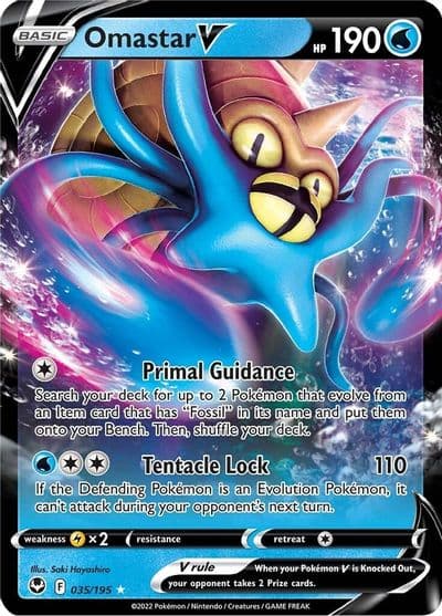 Omastar V SWSH12: Silver Tempest Pokemon card