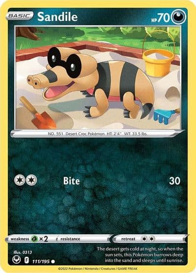 Sandile SWSH12: Silver Tempest Pokemon card
