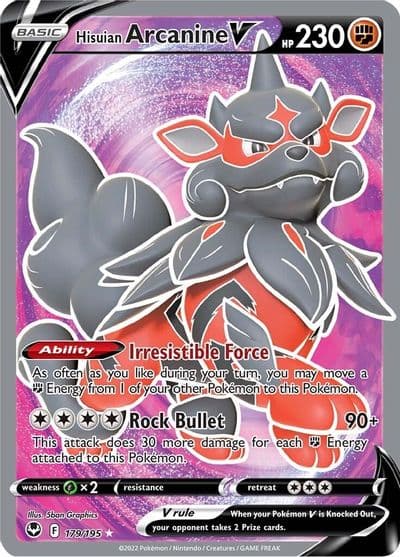 Hisuian Arcanine V (Full Art) SWSH12: Silver Tempest Pokemon card