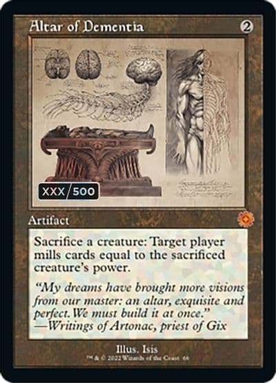 Altar of Dementia Schematic Serial Numbered The Brothers' War: Retro Frame Artifacts Magic card