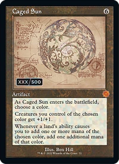 Caged Sun Schematic Serial Numbered The Brothers' War: Retro Frame Artifacts Magic card