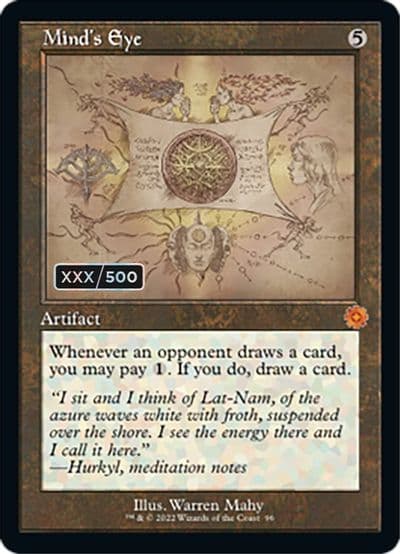 Minds Eye Schematic Serial Numbered The Brothers' War: Retro Frame Artifacts Magic card