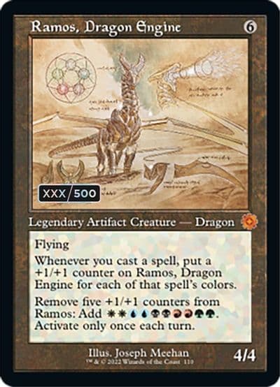 Ramos Dragon Engine Schematic Serial Numbered The Brothers' War: Retro Frame Artifacts Magic card