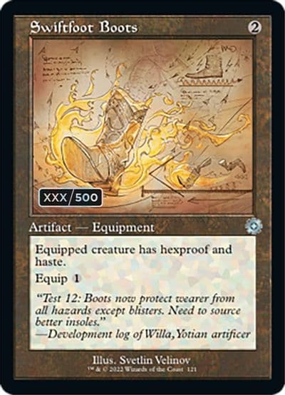 Swiftfoot Boots Schematic Serial Numbered The Brothers' War: Retro Frame Artifacts Magic card