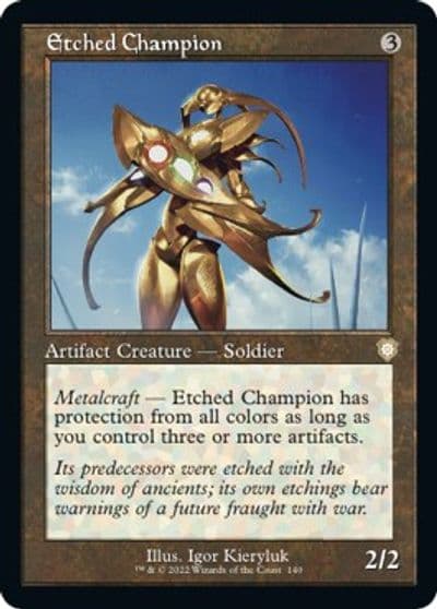 Etched Champion Retro Frame Commander: The Brothers' War Magic card