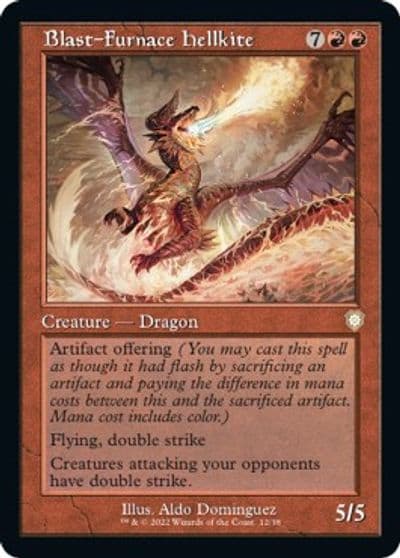 Blast Furnace Hellkite Retro Frame Commander: The Brothers' War Magic card