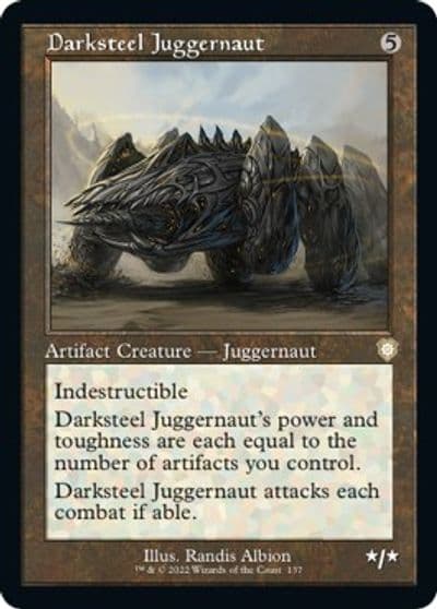 Darksteel Juggernaut Retro Frame Commander: The Brothers' War Magic card
