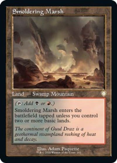Smoldering Marsh Retro Frame Commander: The Brothers' War Magic card