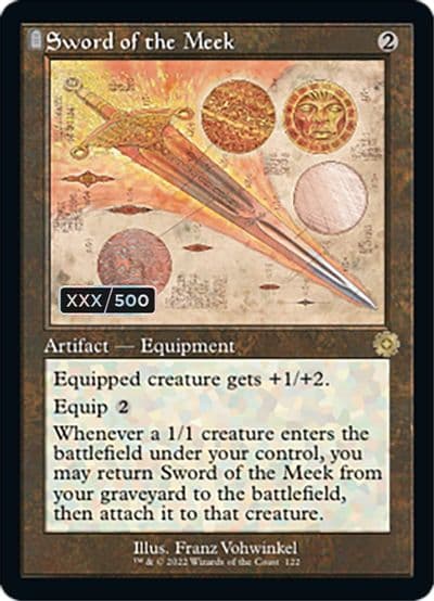 Sword of the Meek Schematic Serial Numbered The Brothers' War: Retro Frame Artifacts Magic card