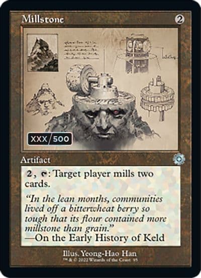 Millstone Schematic Serial Numbered The Brothers' War: Retro Frame Artifacts Magic card