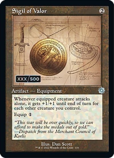 Sigil of Valor Schematic Serial Numbered The Brothers' War: Retro Frame Artifacts Magic card