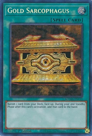 Gold Sarcophagus Secret Pharaohs Rare Magnificent Mavens Yu-Gi-Oh! card