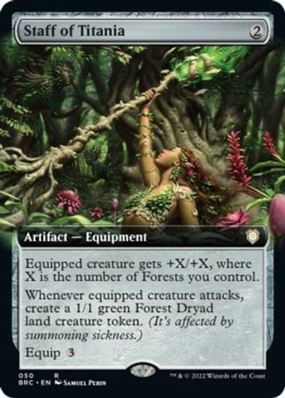 Staff of Titania Extended Art Commander: The Brothers' War Magic card