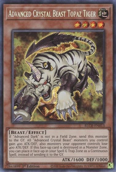 Advanced Crystal Beast Topaz Tiger Battles of Legend: Crystal Revenge Yu-Gi-Oh! card