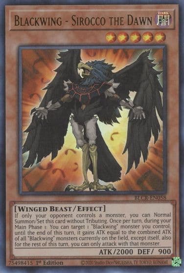 Blackwing Sirocco the Dawn Battles of Legend: Crystal Revenge Yu-Gi-Oh! card