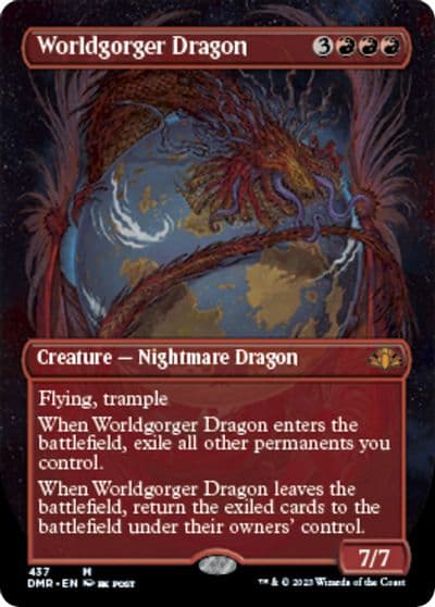 Worldgorger Dragon Borderless Dominaria Remastered Magic card