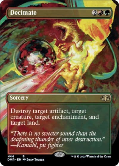 Decimate Borderless Dominaria Remastered Magic card