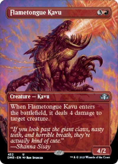Flametongue Kavu Borderless Dominaria Remastered Magic card