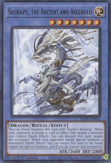 Sauravis the Ancient and Ascended Amazing Defenders Yu-Gi-Oh! card