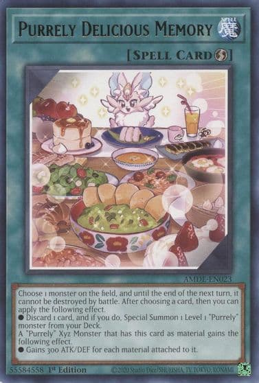Purrely Delicious Memory Amazing Defenders Yu-Gi-Oh! card
