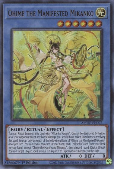 Ohime the Manifested Mikanko Amazing Defenders Yu-Gi-Oh! card