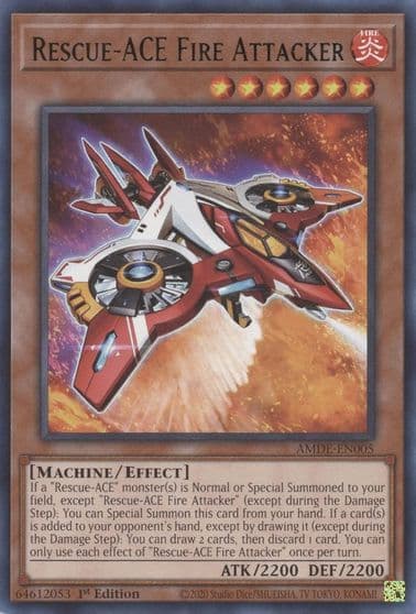 Rescue ACE Fire Attacker Amazing Defenders Yu-Gi-Oh! card