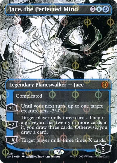 Jace the Perfected Mind Borderless Step and Compleat Foil Phyrexia: All Will Be One Magic card