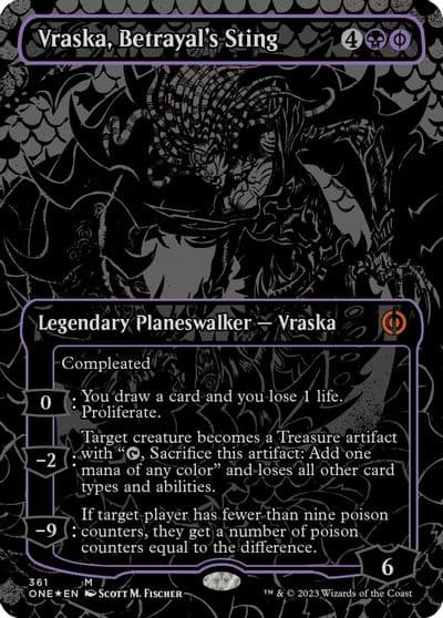 Vraska Betrayals Sting Oil Slick Raised Foil Phyrexia: All Will Be One Magic card
