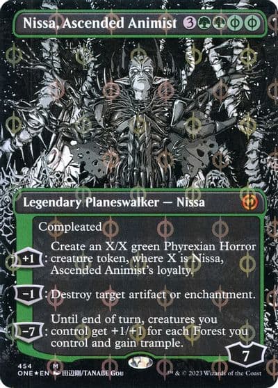 Nissa Ascended Animist Borderless Step and Compleat Foil Phyrexia: All Will Be One Magic card