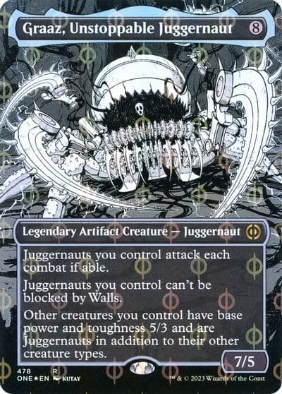 Graaz Unstoppable Juggernaut Borderless Step and Compleat Foil Phyrexia: All Will Be One Magic card